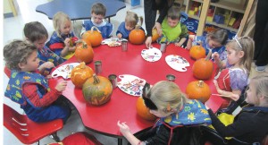 decorating pumpkins