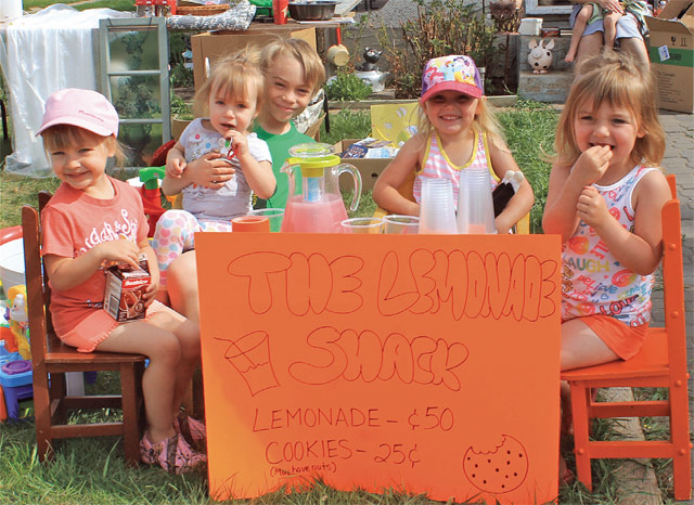 The Lemonade Shack was a great place to hang out with the kids and discover a few bargains during the Town of Mundare’s Community Garage Sale on Saturday, May 7. Pictured from left to right are: Madyson, Emily and Joshua Ziprick, along with Kenzie and Kynlee Gusnowski. It was a beautiful day, and there was a great selection of items as there was more than 25 places to shop during the one day extravaganzas. 