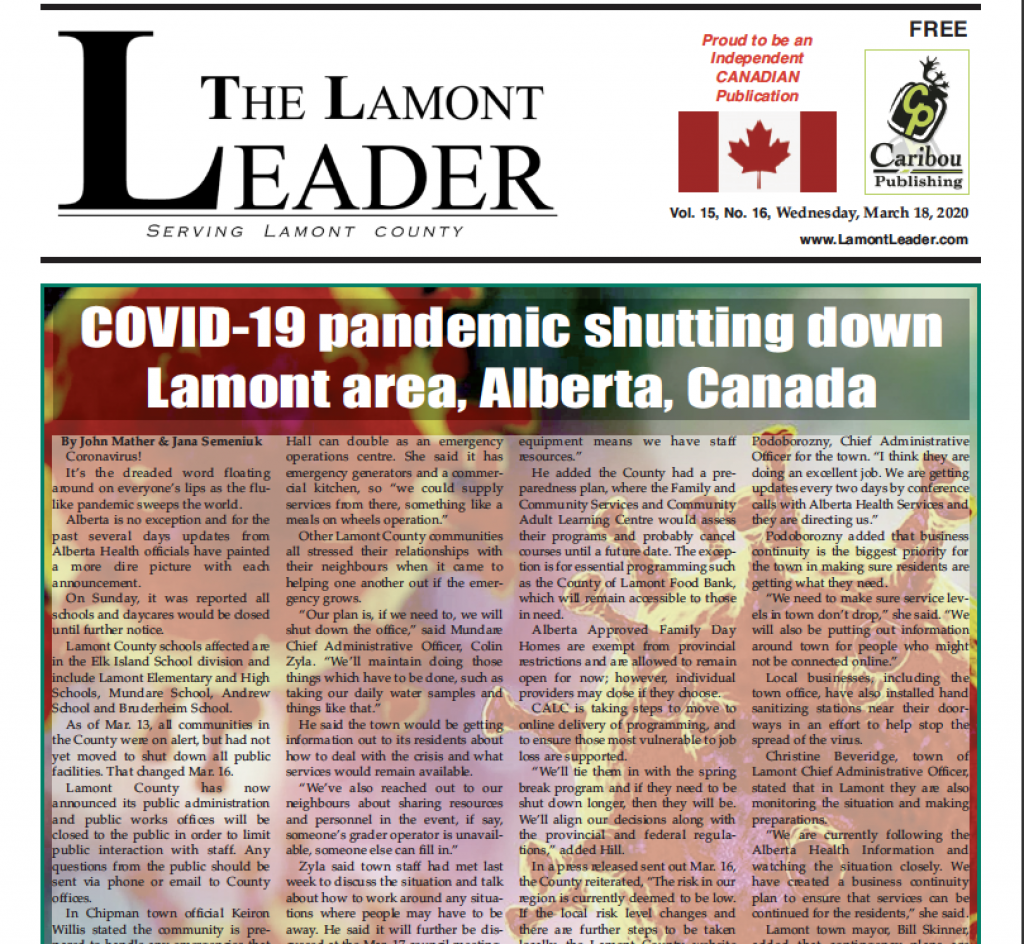 COVID-19 shutdown affecting everyone – read this week’s LEADER here >>