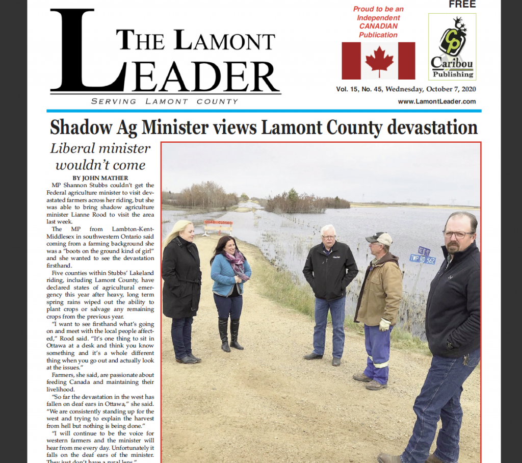 Shadow Minister views Lamont County devastation firsthand – read this week’s LEADER now!