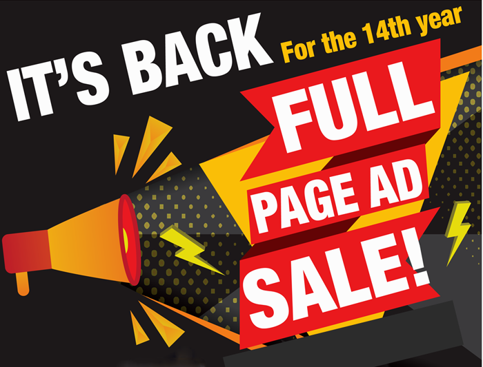 Full Page Ads are now 50% Off!!!