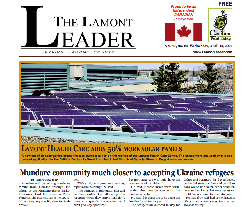 Lamont Health Centre adds more solar panels – this week’s LEADER is out now!