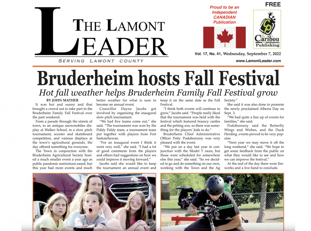 Bruderheim hosts Fall Festival – this week’s LEADER is out now!