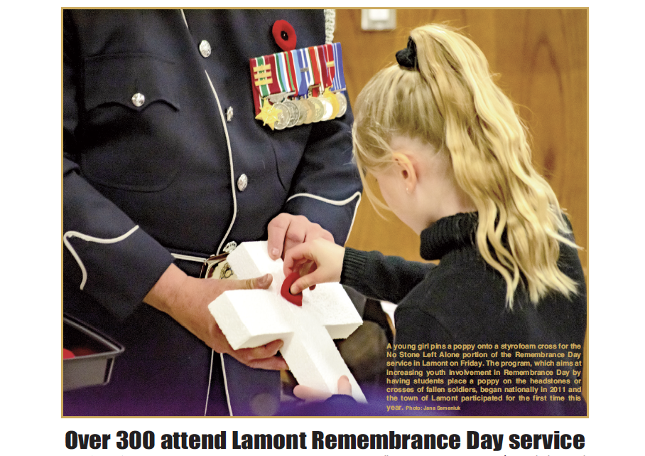 Over 300 attend Lamont Remembrance Day service – this week’s LEADER is out now!