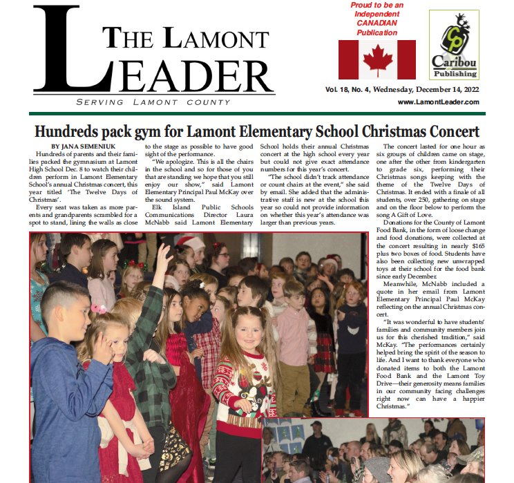 Hundreds pack gym for Lamont School Christmas Concert – read this week’s LEADER!