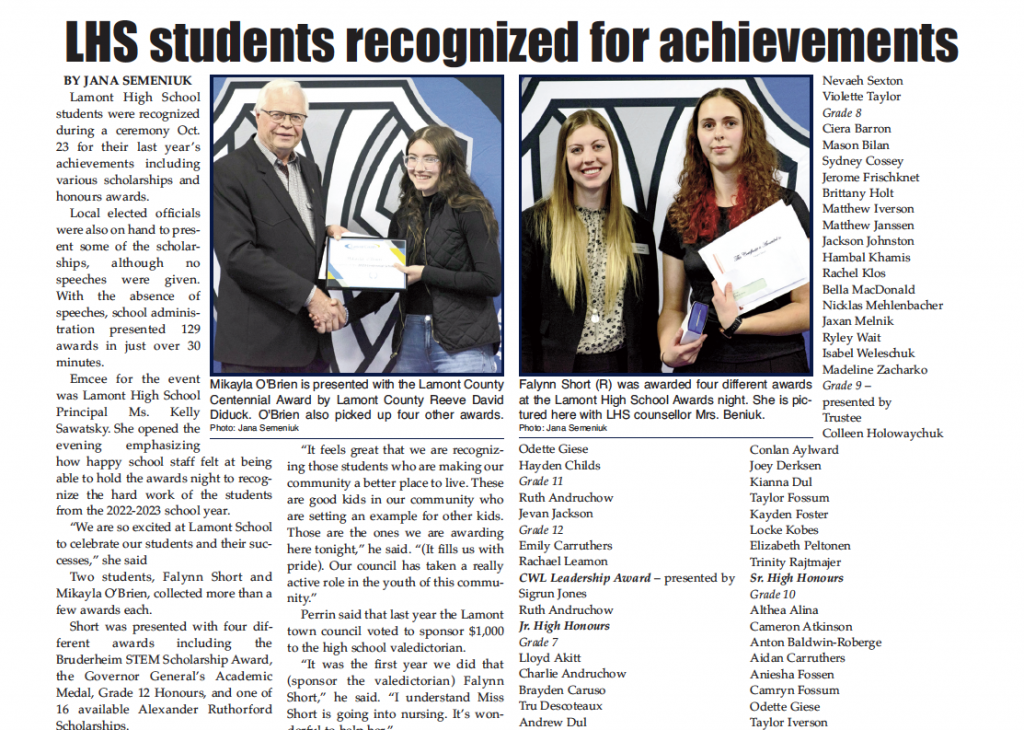 LHS Students recognized – read this week’s LEADER now!