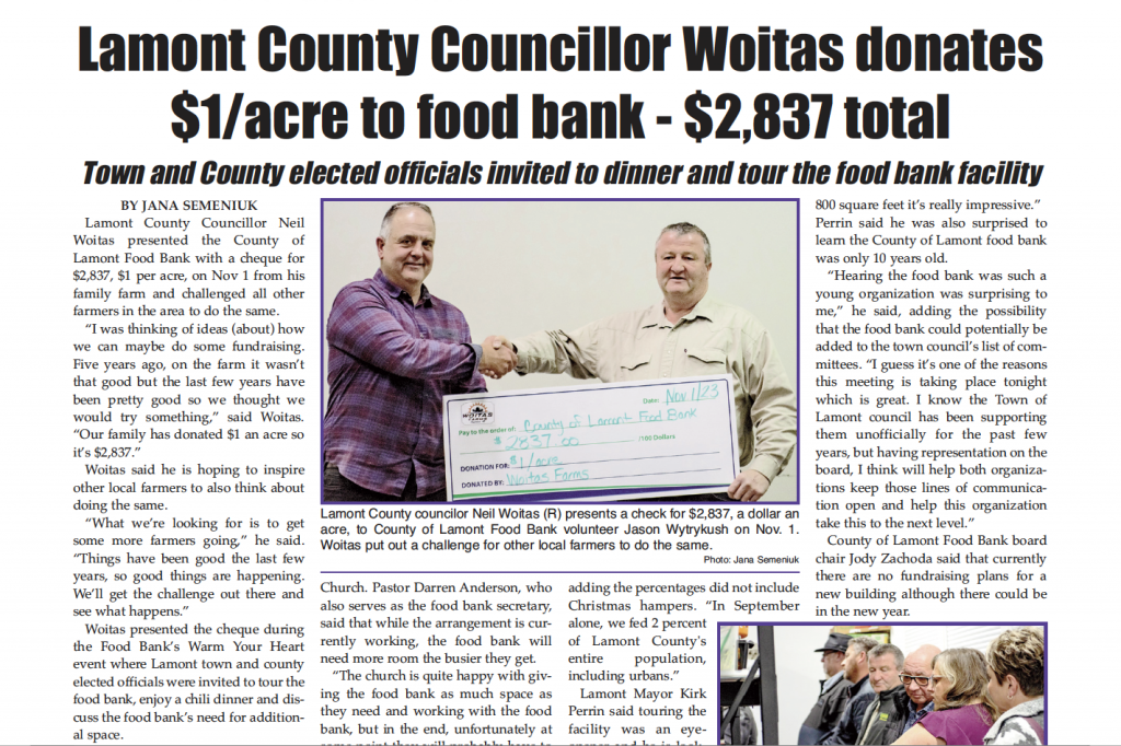 County councillor donates to Food Bank – read this week’s LEADER!