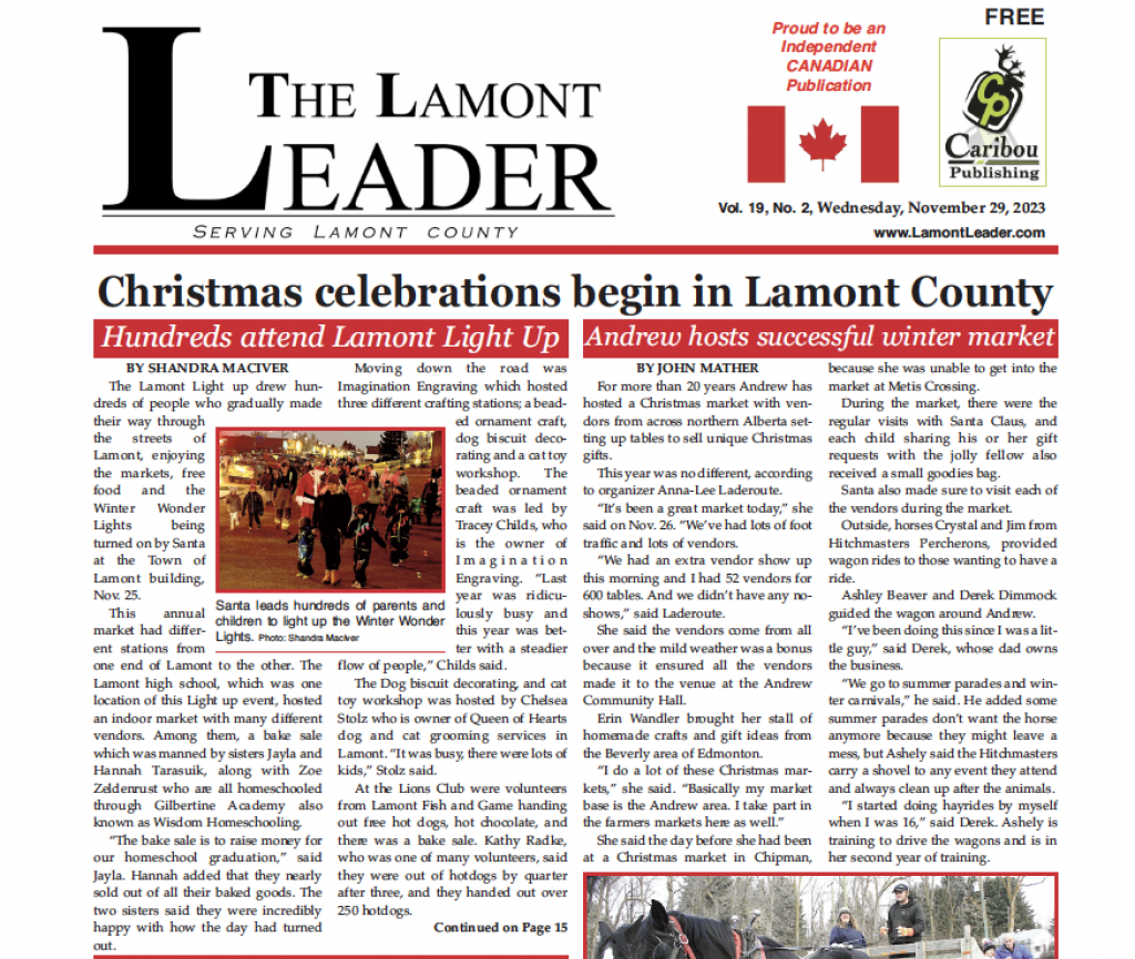 Christmas celebrations begin in Lamont County – read this week’s LEADER