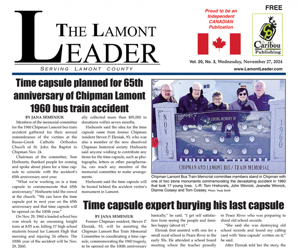 Read the November 27 Lamont Leader online here: