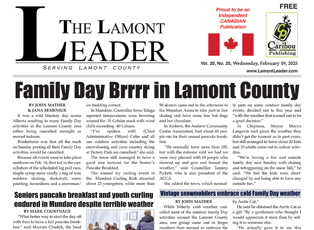 Family Day Brrrrr in Lamont County – the February 19 LEADER is out now!
