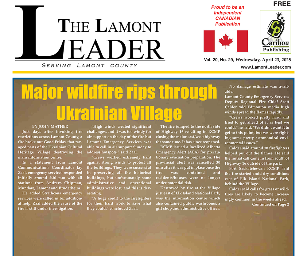 Major Wildfire rips through Ukrainian Village – read the April 23 LEADER here: