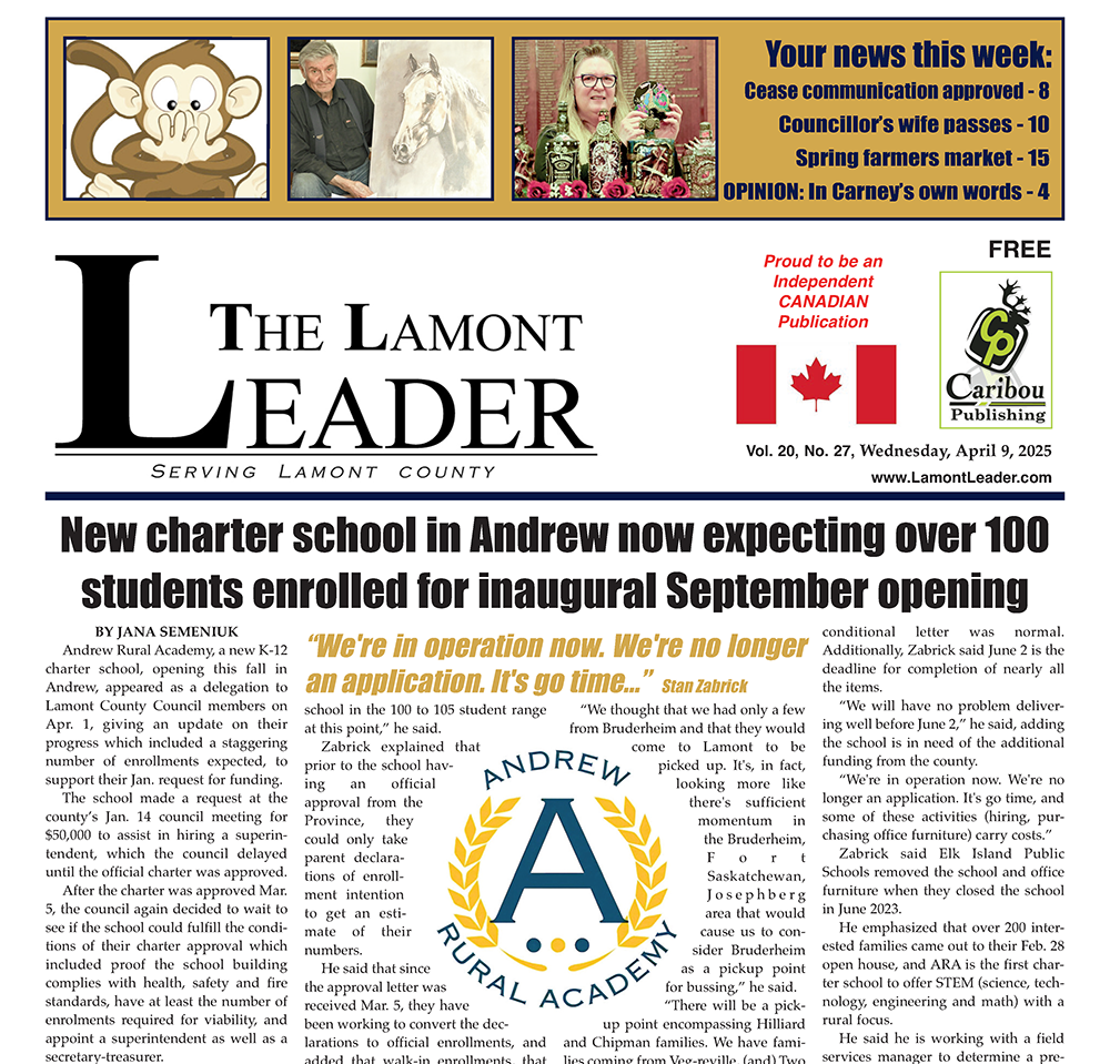 Andrew Rural Academy expecting over 100 students – read the April 9 LEADER!