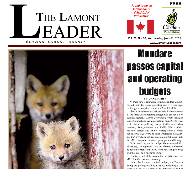 Mundare passes capital and operating budget – June 11 Lamont Leader is out now!